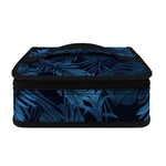 Dark Blue Tropical Leaf Pattern Print Small Lunch Bag