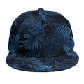 Dark Blue Tropical Leaf Pattern Print Snapback Cap