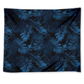 Dark Blue Tropical Leaf Pattern Print Tapestry