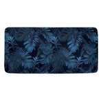 Dark Blue Tropical Leaf Pattern Print Towel
