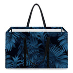 Dark Blue Tropical Leaf Pattern Print Utility Tote Bag
