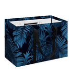 Dark Blue Tropical Leaf Pattern Print Utility Tote Bag
