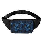 Dark Blue Tropical Leaf Pattern Print Waist Bag