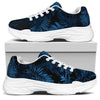 Dark Blue Tropical Leaf Pattern Print White Chunky Shoes