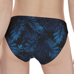 Dark Blue Tropical Leaf Pattern Print Women's Panties