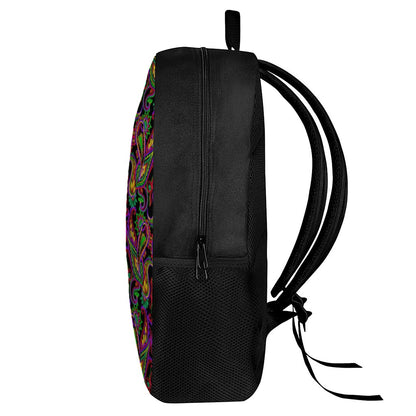 Dark Bohemian Paisley Pattern Print 17 Inch Backpack