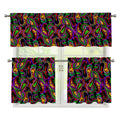 Dark Bohemian Paisley Pattern Print 3 Piece Kitchen Curtains