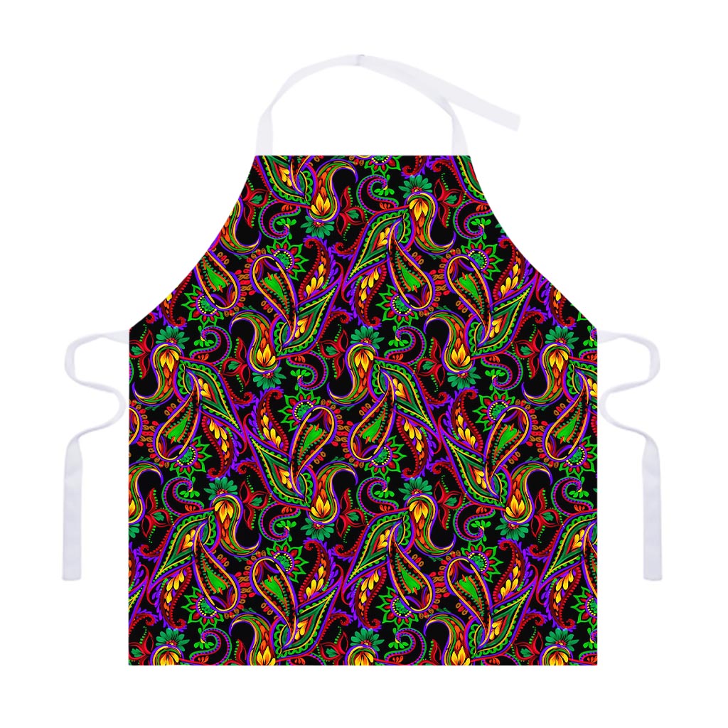 Dark Bohemian Paisley Pattern Print Adjustable Apron