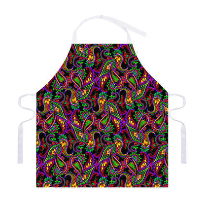 Dark Bohemian Paisley Pattern Print Adjustable Apron