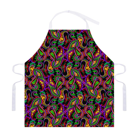 Dark Bohemian Paisley Pattern Print Adjustable Apron