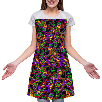 Dark Bohemian Paisley Pattern Print Adjustable Apron