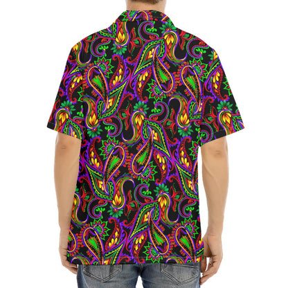 Dark Bohemian Paisley Pattern Print Aloha Shirt