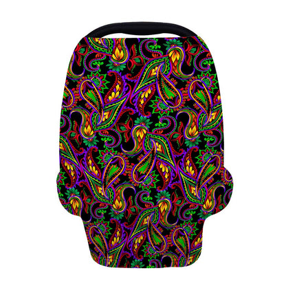 Dark Bohemian Paisley Pattern Print Baby Seat Cover