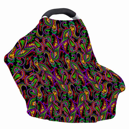 Dark Bohemian Paisley Pattern Print Baby Seat Cover