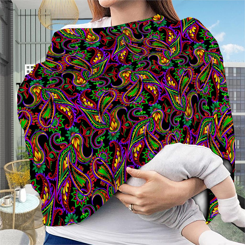 Dark Bohemian Paisley Pattern Print Baby Seat Cover