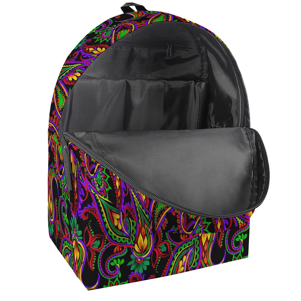 Dark Bohemian Paisley Pattern Print Backpack