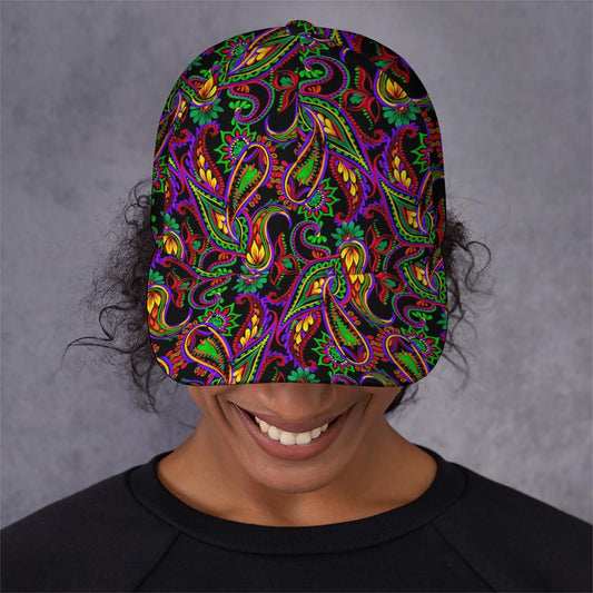 Dark Bohemian Paisley Pattern Print Baseball Cap