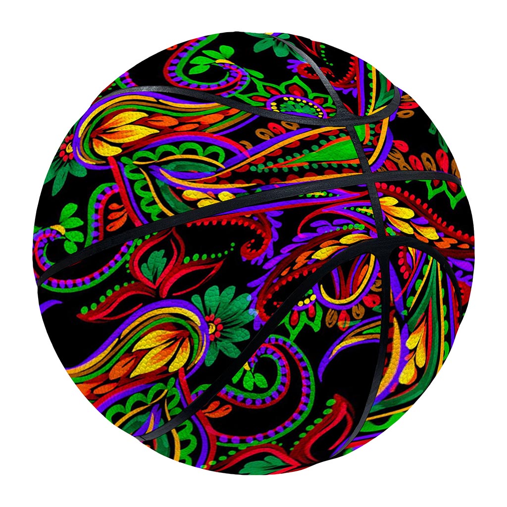 Dark Bohemian Paisley Pattern Print Basketball