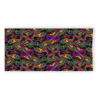 Dark Bohemian Paisley Pattern Print Beach Towel