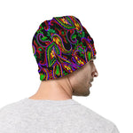 Dark Bohemian Paisley Pattern Print Beanie