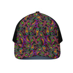 Dark Bohemian Paisley Pattern Print Black Mesh Trucker Cap