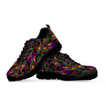 Dark Bohemian Paisley Pattern Print Black Running Shoes