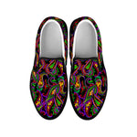 Dark Bohemian Paisley Pattern Print Black Slip On Sneakers