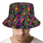 Dark Bohemian Paisley Pattern Print Bucket Hat