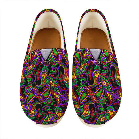 Dark Bohemian Paisley Pattern Print Casual Shoes