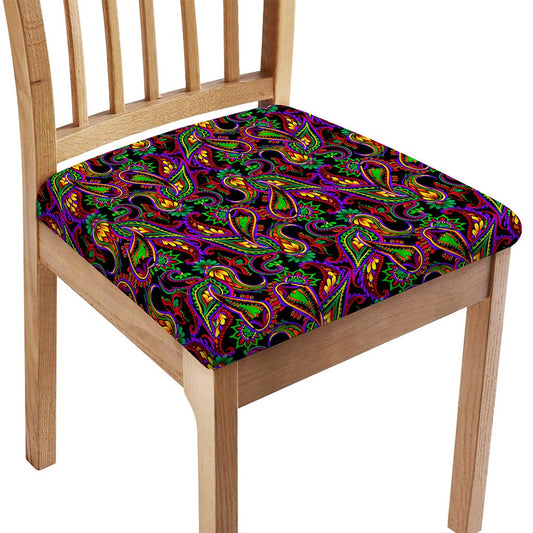 Dark Bohemian Paisley Pattern Print Chair Cushion Cover