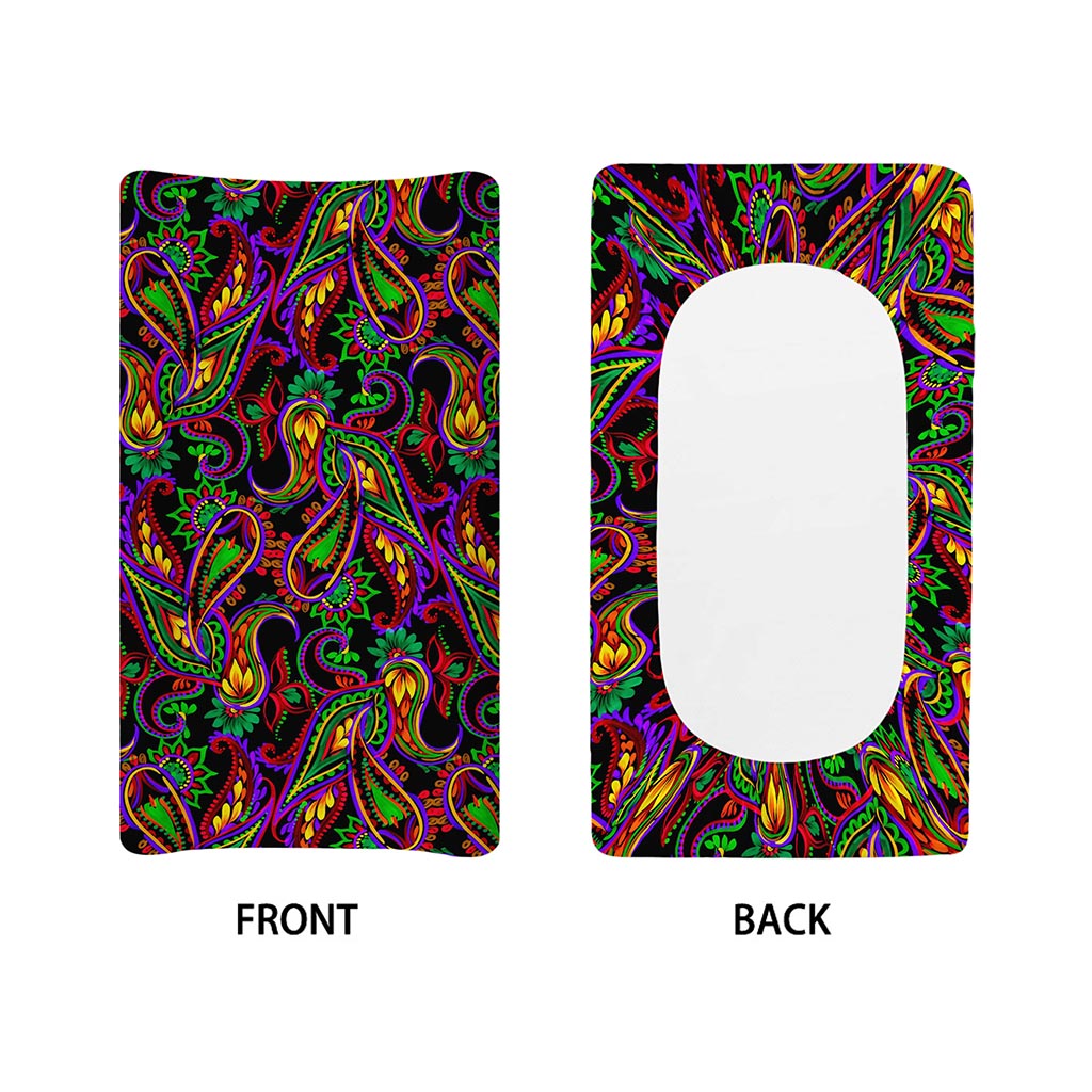 Dark Bohemian Paisley Pattern Print Changing Pad Cover