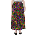 Dark Bohemian Paisley Pattern Print Chiffon Maxi Skirt