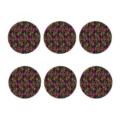 Dark Bohemian Paisley Pattern Print Coaster Set