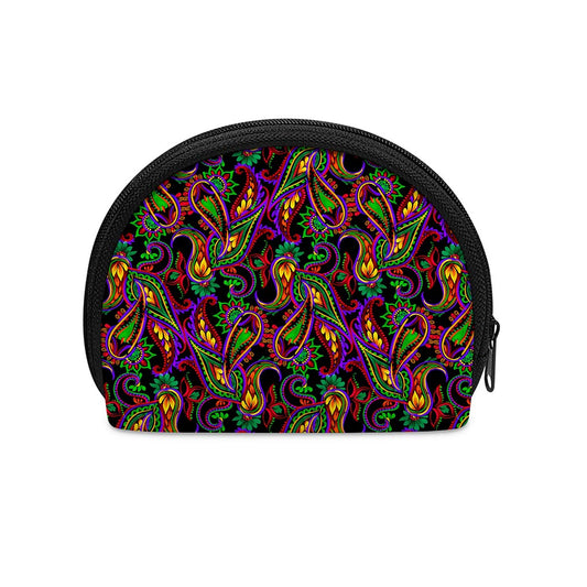 Dark Bohemian Paisley Pattern Print Coin Purse