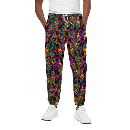 Dark Bohemian Paisley Pattern Print Cotton Pants