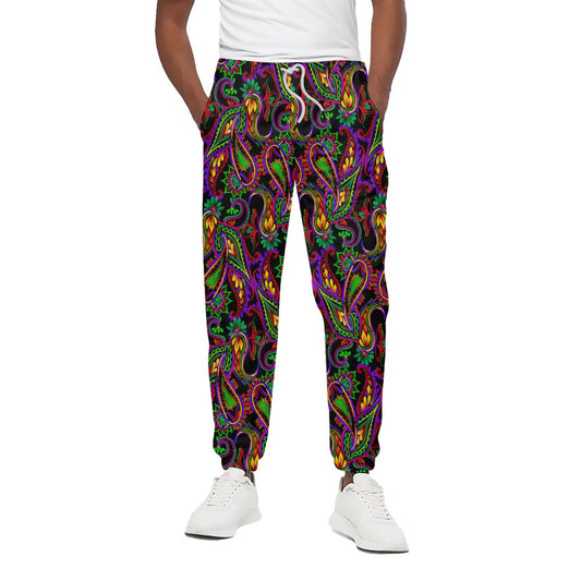 Dark Bohemian Paisley Pattern Print Cotton Pants