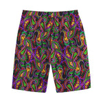 Dark Bohemian Paisley Pattern Print Cotton Shorts