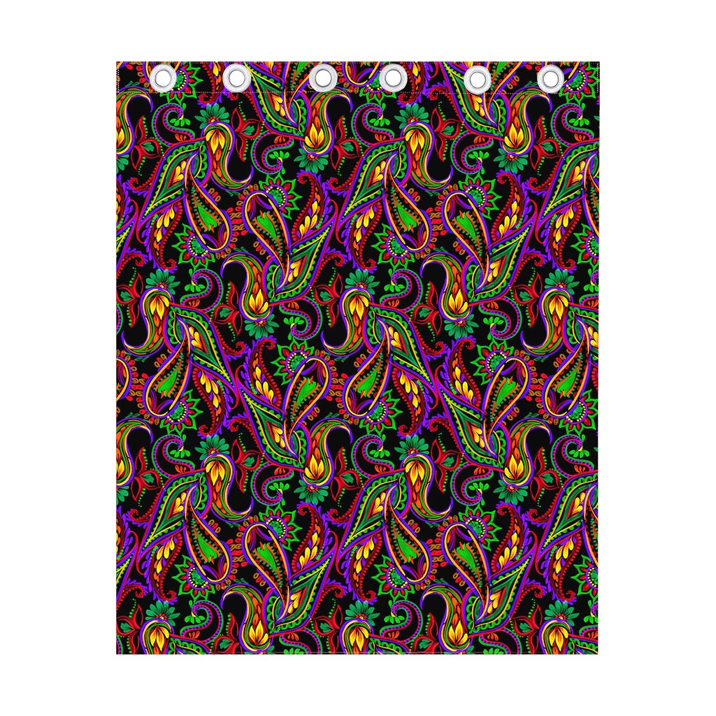 Dark Bohemian Paisley Pattern Print Curtain