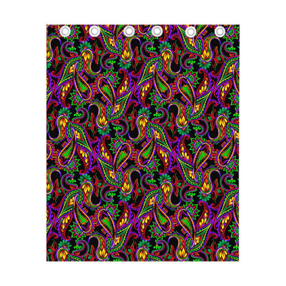 Dark Bohemian Paisley Pattern Print Curtain