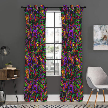 Dark Bohemian Paisley Pattern Print Curtain