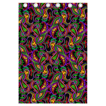 Dark Bohemian Paisley Pattern Print Curtain