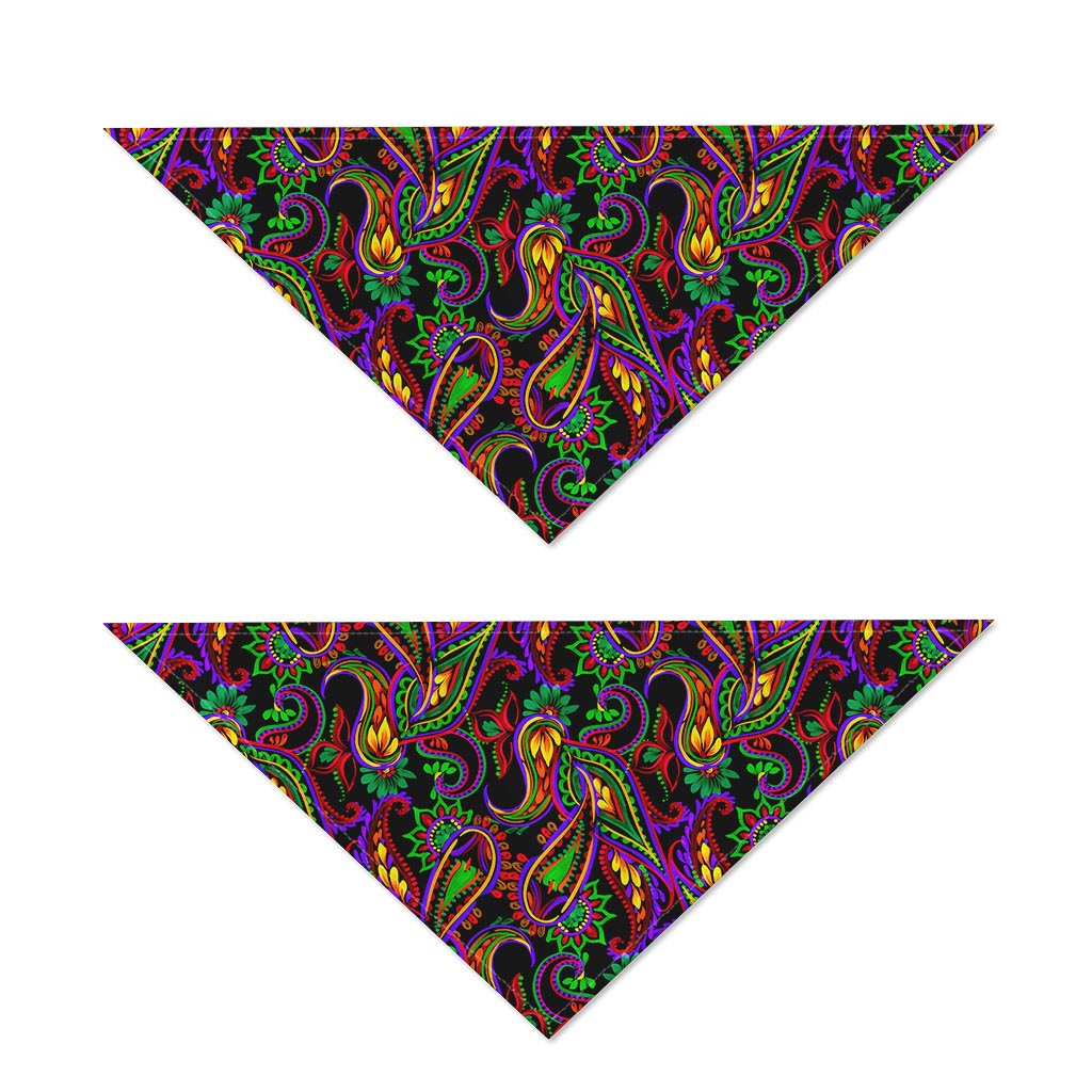 Dark Bohemian Paisley Pattern Print Dog Bandana