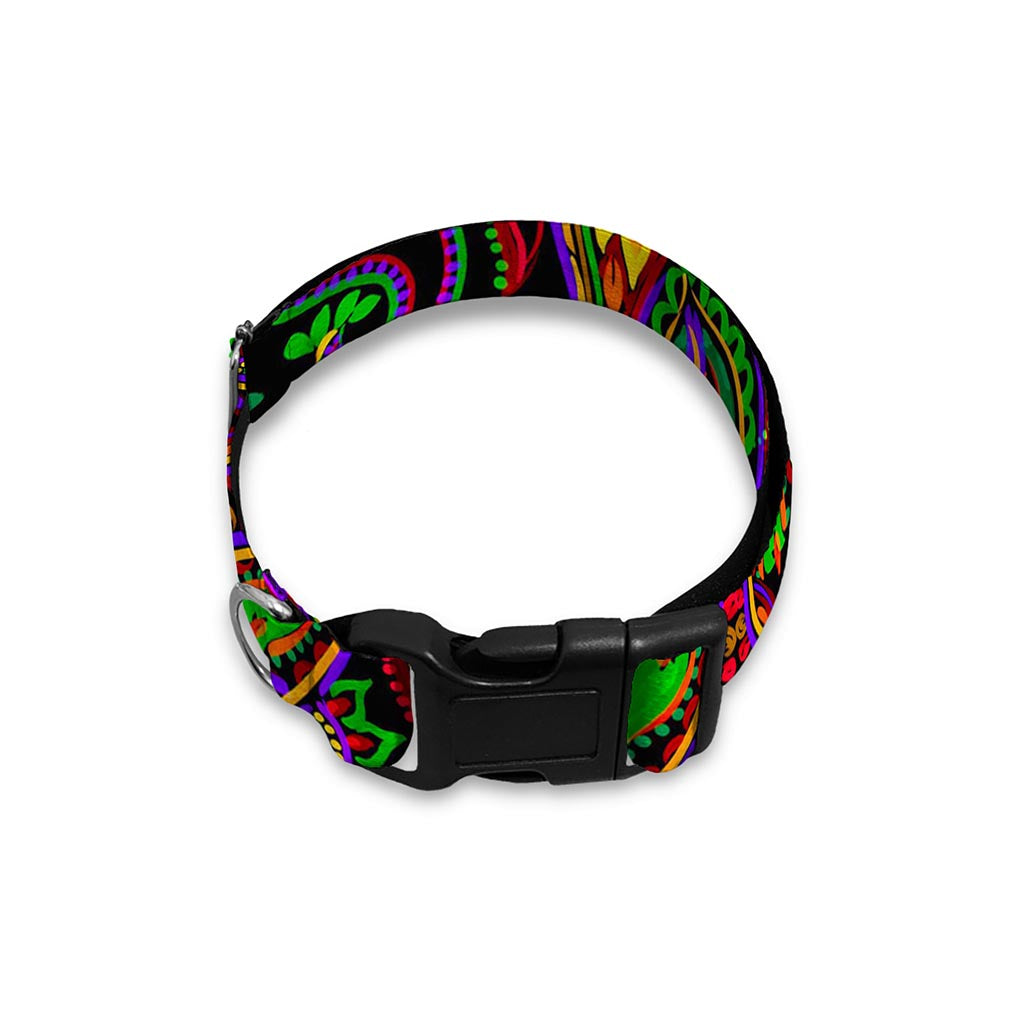 Dark Bohemian Paisley Pattern Print Dog Collar
