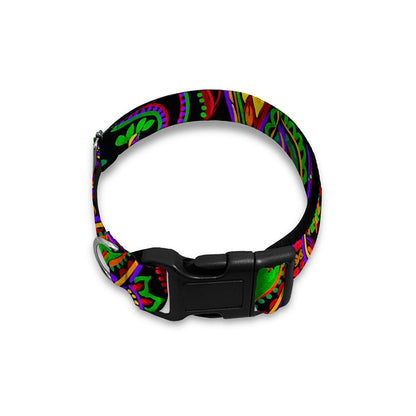 Dark Bohemian Paisley Pattern Print Dog Collar