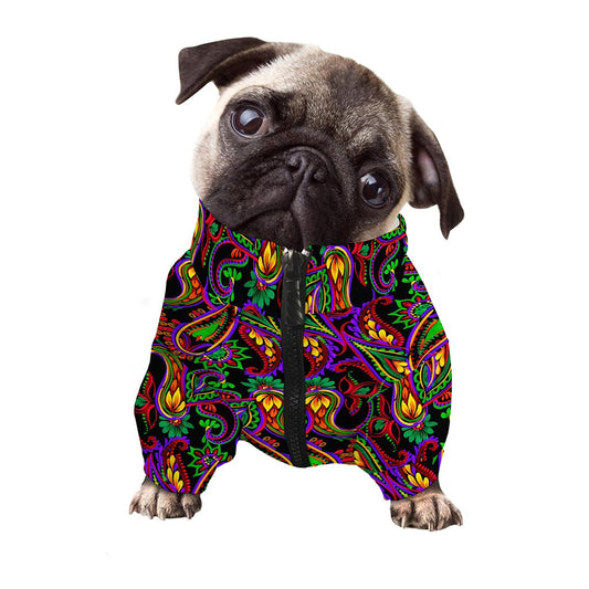 Dark Bohemian Paisley Pattern Print Dog Zip Up Jacket