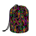 Dark Bohemian Paisley Pattern Print Drawstring Makeup Bag