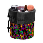 Dark Bohemian Paisley Pattern Print Drawstring Makeup Bag
