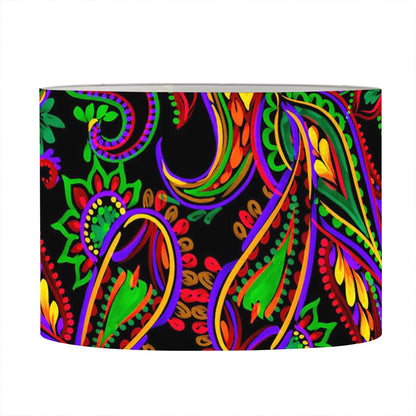 Dark Bohemian Paisley Pattern Print Drum Lamp Shade