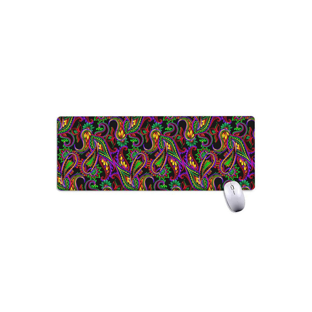 Dark Bohemian Paisley Pattern Print Extended Mouse Pad