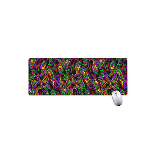 Dark Bohemian Paisley Pattern Print Extended Mouse Pad